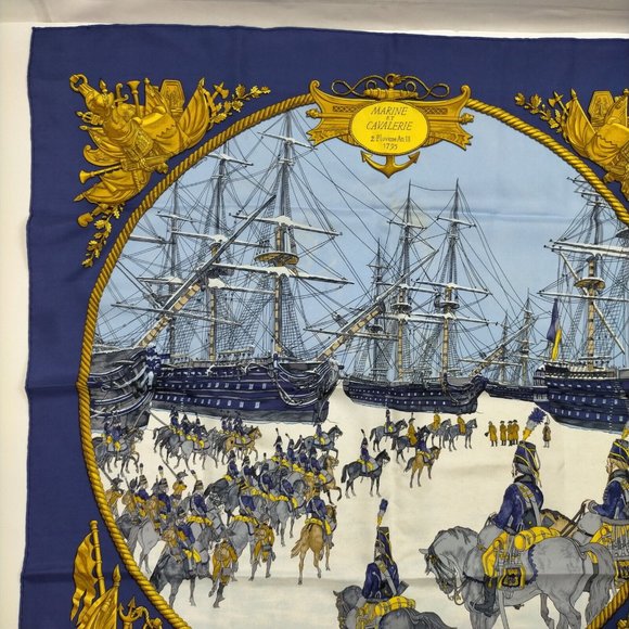 Hermes scarf Carre 90 Navy Blue Silk100% - Picture 7 of 13